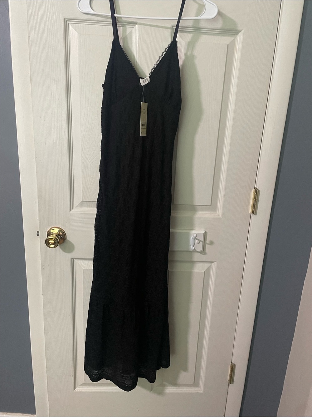 No Boundaries Black Lace-Trim Slip Maxi Dress